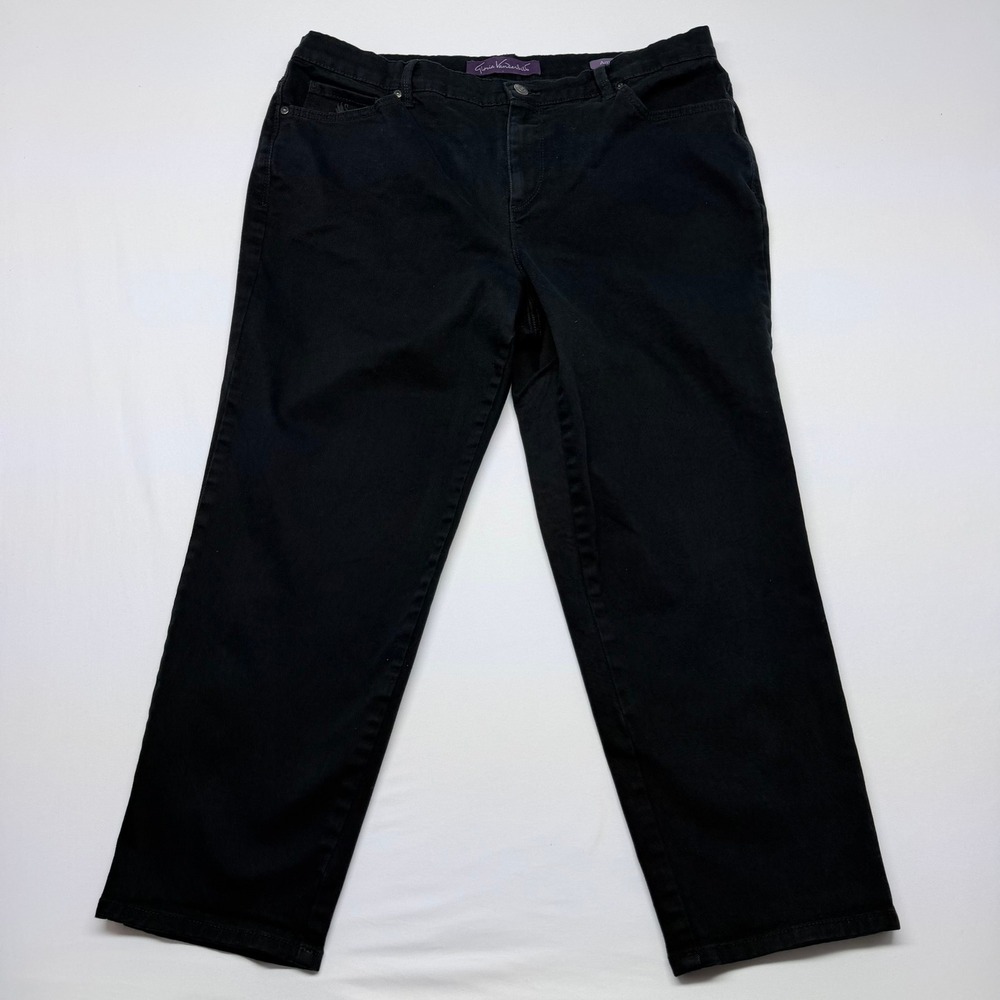 Gloria Vanderbilt Amanda Black High Rise Tapered Jeans Women 16W Short Plus Size